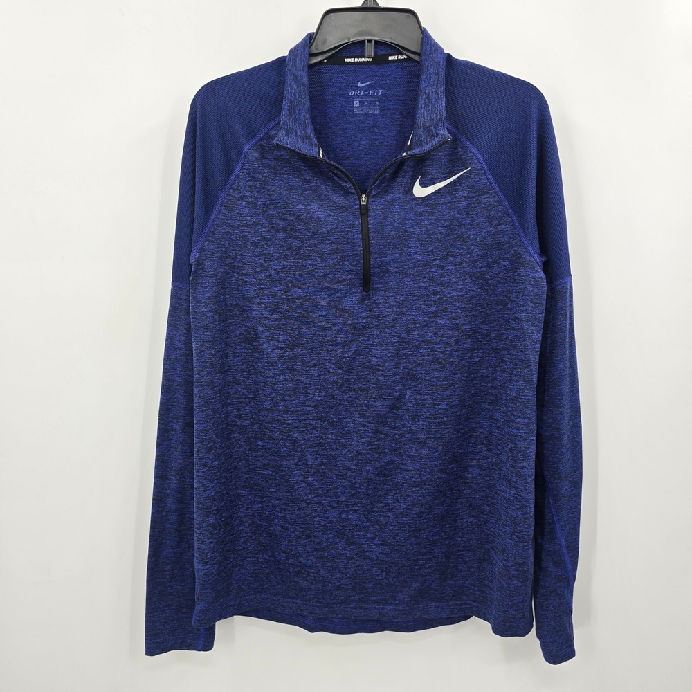 Nike Pullover Mens Medium Dri-FIT Running Half Zip Blue Heather Space Dye